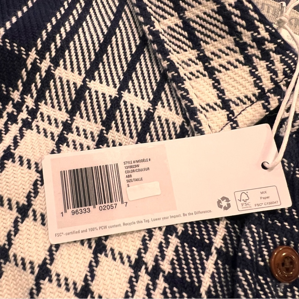 NEW OUTERKNOWN Flannel Blanket Shirt‎ Atlantic Blue Bigbury Plaid Small - Picture 12 of 16